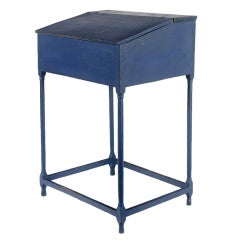 Blue Painted Stand-up Desk, Likely Of Maine Origin