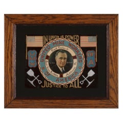 Mixed Media Folk Art Painting With Image Of Franklin Roosevelt