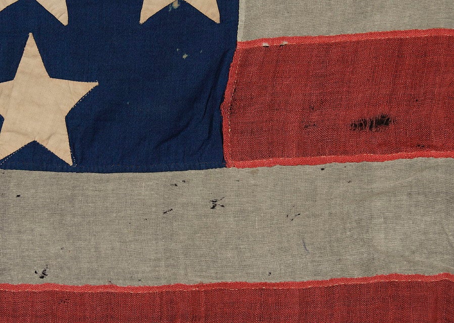 19th Century Entirely Hand-sewn 34 Star Flag Of The Civil War Period