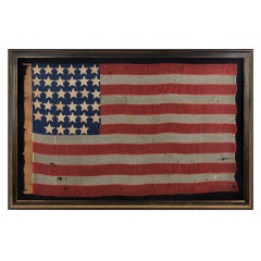 Used Entirely Hand-sewn 34 Star Flag Of The Civil War Period