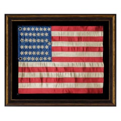 Antique 45 Star Flag With Terrific Folk Example With Strong Colors,