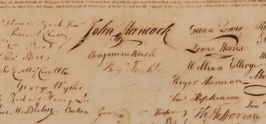 Rare Printing of the Declaration of Independence on Cloth 2