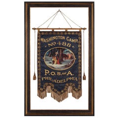 Elaborate Silk Banner with Gilded Text of George Washington