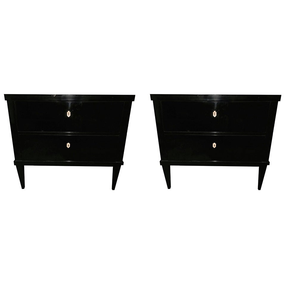 Pair of Black Lacquer Biedermeier Chests