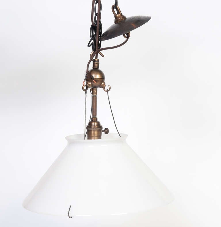 Industrial Large Cone Shaped Milk Glass Pendant