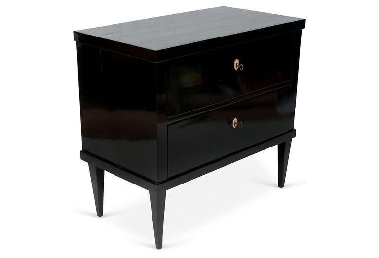 French Pair of Black Lacquer Biedermeier Chests
