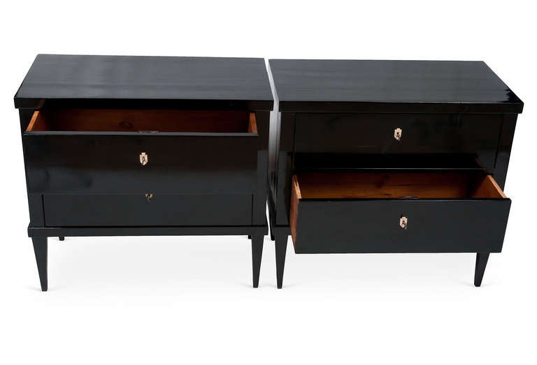 Pair of Black Lacquer Biedermeier Chests In Good Condition In San Francisco, CA