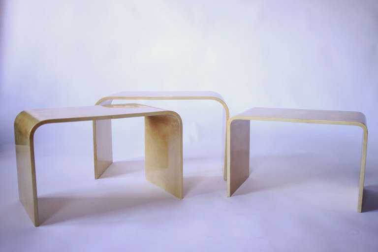 A set of 3 cool nesting tables in the manner of Karl Springer.  Sold as a set.  