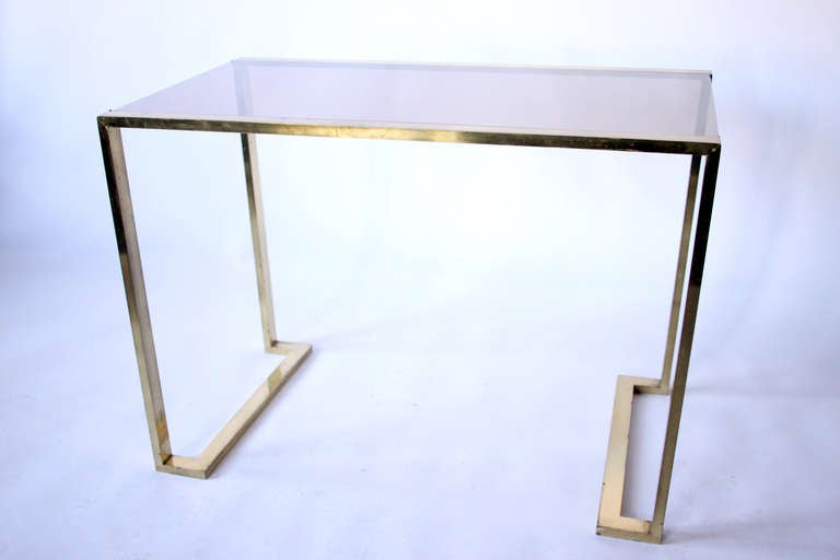 Mid-20th Century Brass & Glass Console For Sale