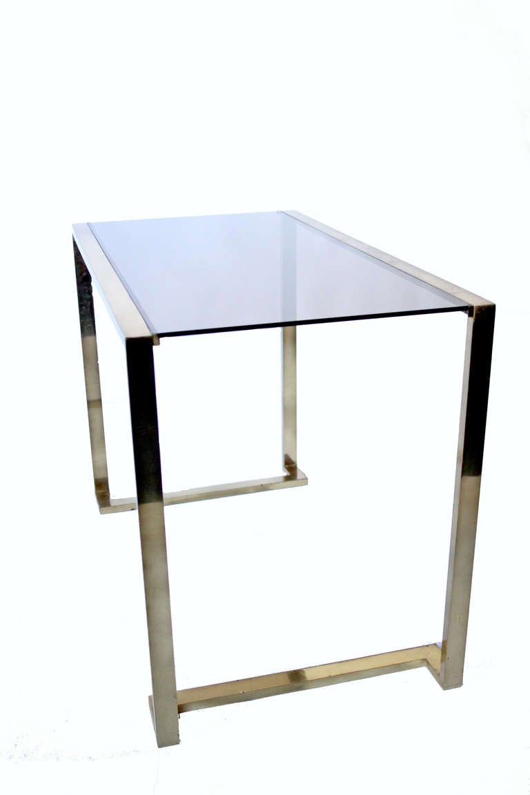 Italian Brass & Glass Console For Sale