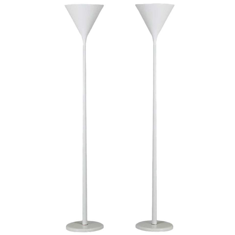 Pair of Lacquered Metal Floor Lamps For Sale