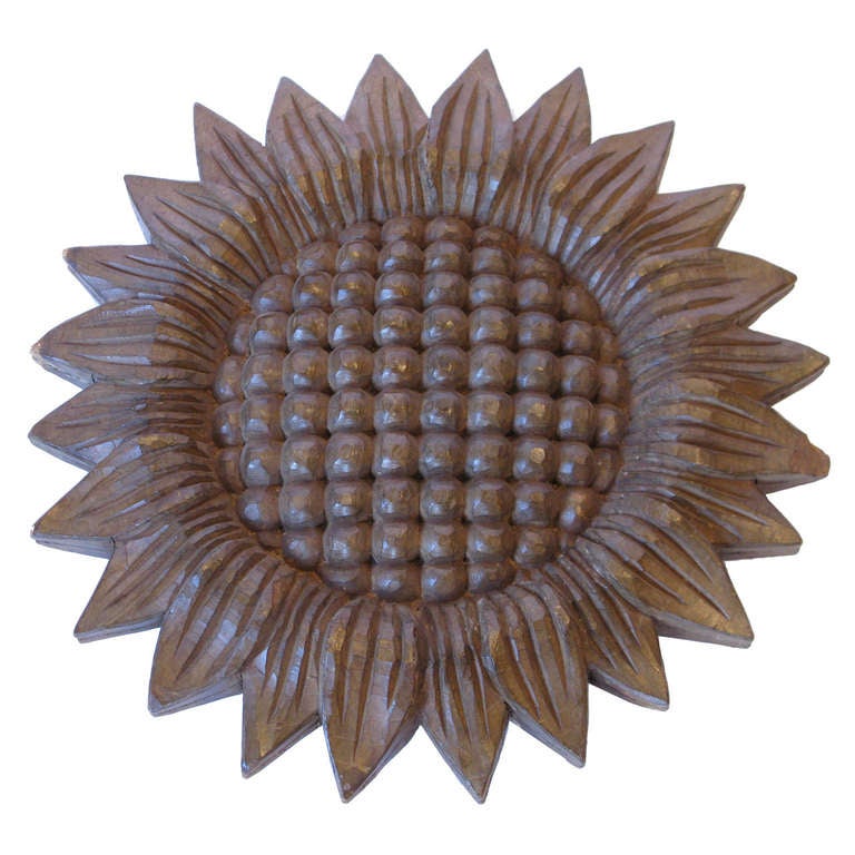 Carved Wood Sunflower at 1stDibs