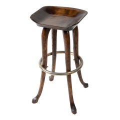 Carved Wood Bar Stool