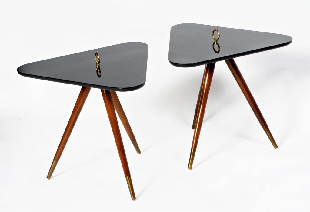 Pair of Gorgeous Mid Century Tripod End Tables