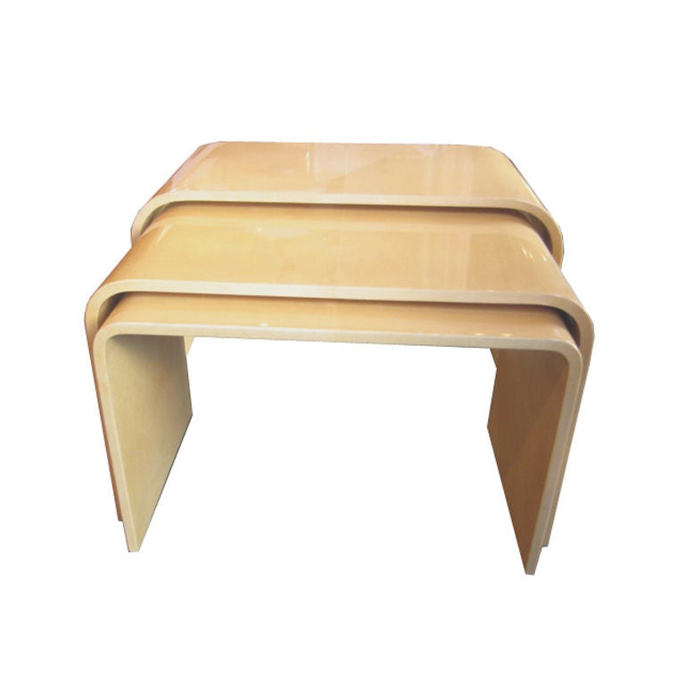 Parchment Nesting Tables In the Manner of Karl Springer For Sale