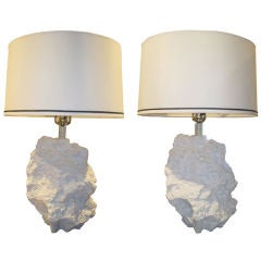 Vintage White Cast Plaster Table Lamps