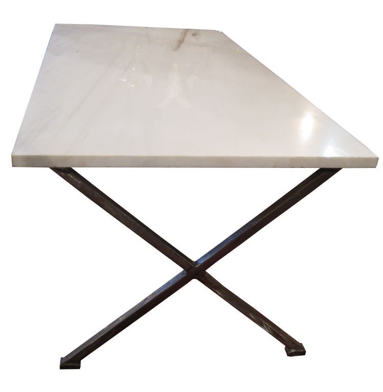 Contemporary  Marble and Steel Coffee Table In Good Condition In San Francisco, CA