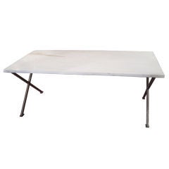 Contemporary  Marble and Steel Coffee Table