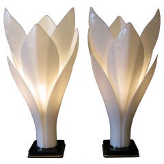 Pair of Rougier Lotus Shaped Lamps