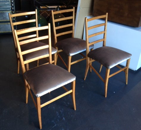 Mid-20th Century French Ladder Back Chairs (Set of 4)