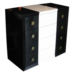 Black with White Stripe Mid-Century Dresser