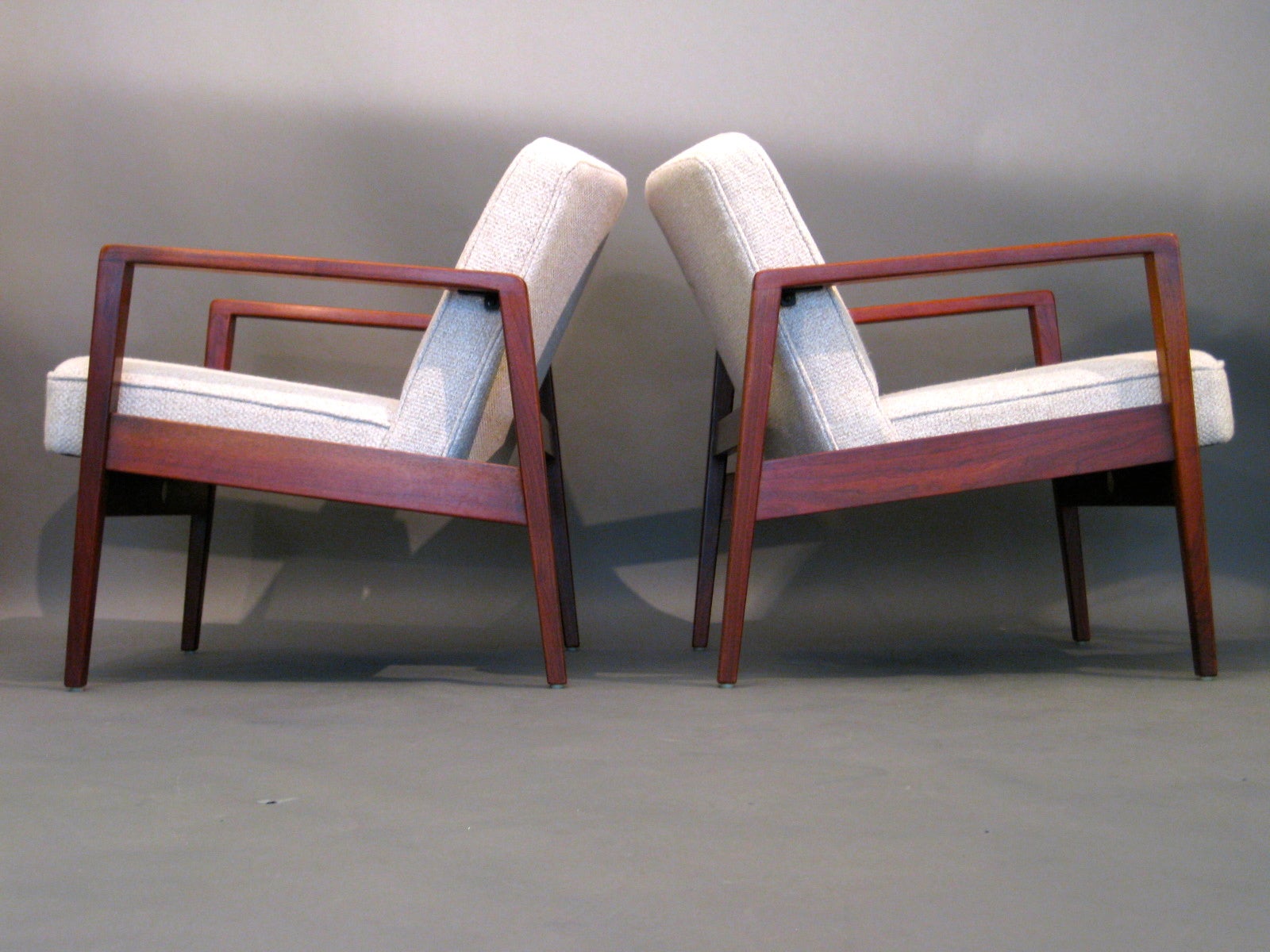 Pair George Nelson Walnut Lounge Chairs For Herman Miller Signed