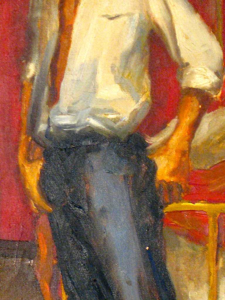 Greta Waldas Oil Painting of a Young Man 1957 In Good Condition In Easton, PA