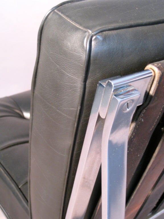 Pair Kurt Thut Leather & Chromed Steel Lounge Chairs 1