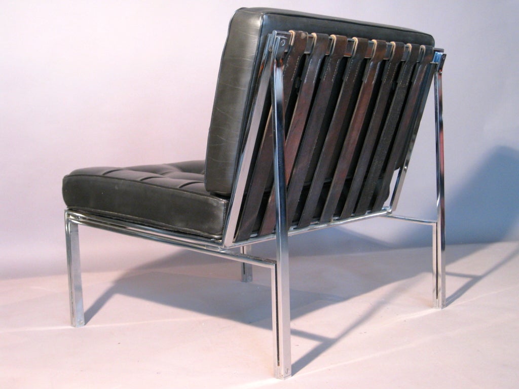 Pair Kurt Thut Leather & Chromed Steel Lounge Chairs 2