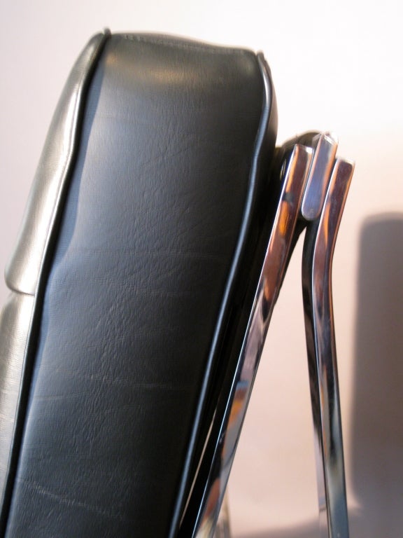 Pair Kurt Thut Leather & Chromed Steel Lounge Chairs 4