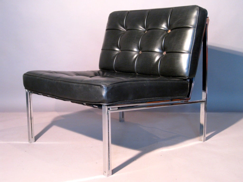 Pair Kurt Thut Leather & Chromed Steel Lounge Chairs 5