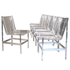 Set of Six Italian Lucite & Chromed Steel Dining Chairs c.1970