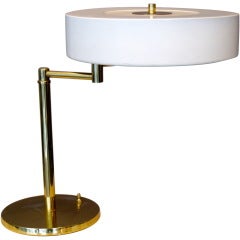 Retro Walter Von Nessen Swing Arm Table Lamp with Metal Shade