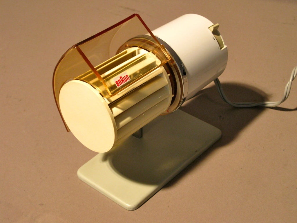 Iconic table/desk fan model HL1 designed in 1961 by Reinhold Weiss for the German company Braun. In the permanent collection of New York's Museum of Modern Art.

WEEKLY DELIVERIES TO MANHATTAN FOR APPROVAL OR SALES. DELIVERY FEE IS $150.