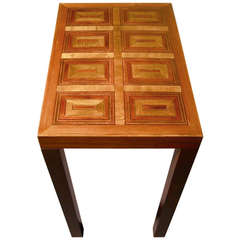1960s Modernist Inlaid Wood Marquetry Side Table