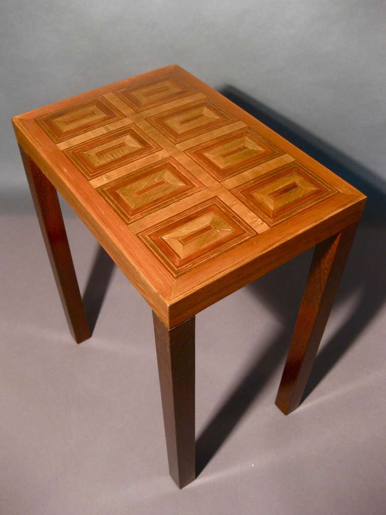 Mid-20th Century 1960s Modernist Inlaid Wood Marquetry Side Table