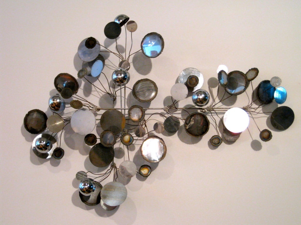 Curtis Jere raindrops wall sculpture in chromed steel signed and dated 