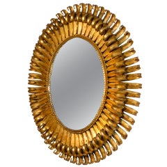 Gilded Metal Oval Eyelash Mirror c.1960s