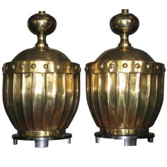 Pair Stiffel Large Scale Brass Chinoiserie Lamps c.1960s