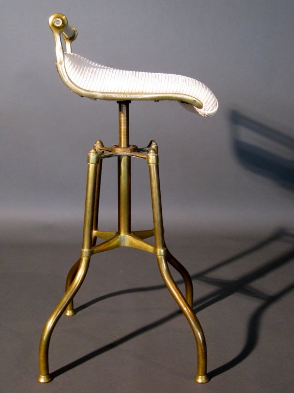1895 C.H. Hare Brass Adjustable Stool made in England 1