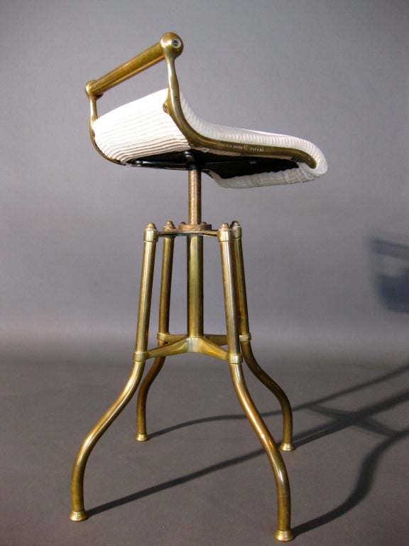1895 C.H. Hare Brass Adjustable Stool made in England 2