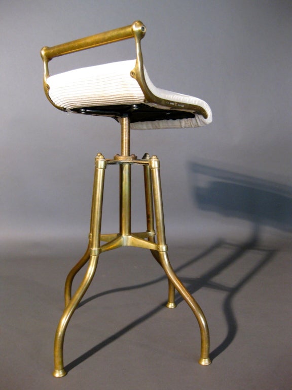 1895 C.H. Hare Brass Adjustable Stool made in England 3