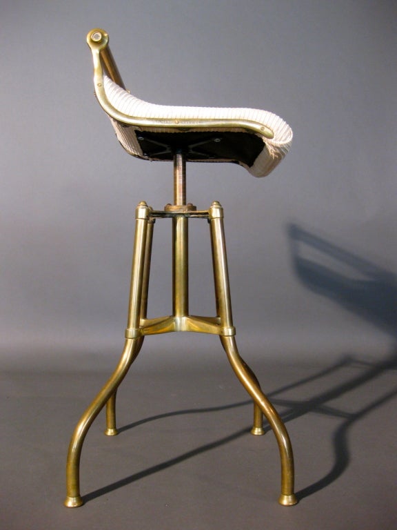 1895 C.H. Hare Brass Adjustable Stool made in England 4