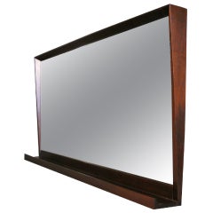 Large Architectural Walnut Wall Mirror with Shelf c.1960s