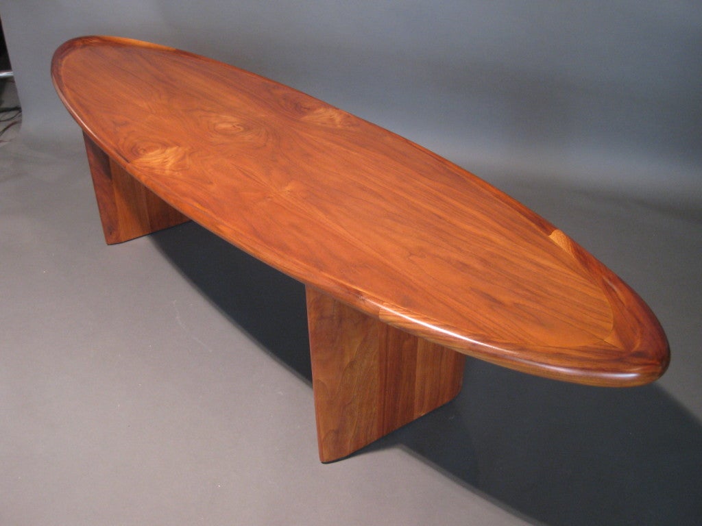 T.H. Robsjohn-Gibbings Walnut Surfboard Coffee Table