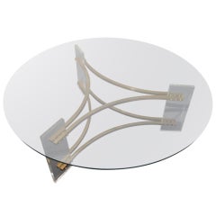 1970s Lucite & Brass Coffee Table