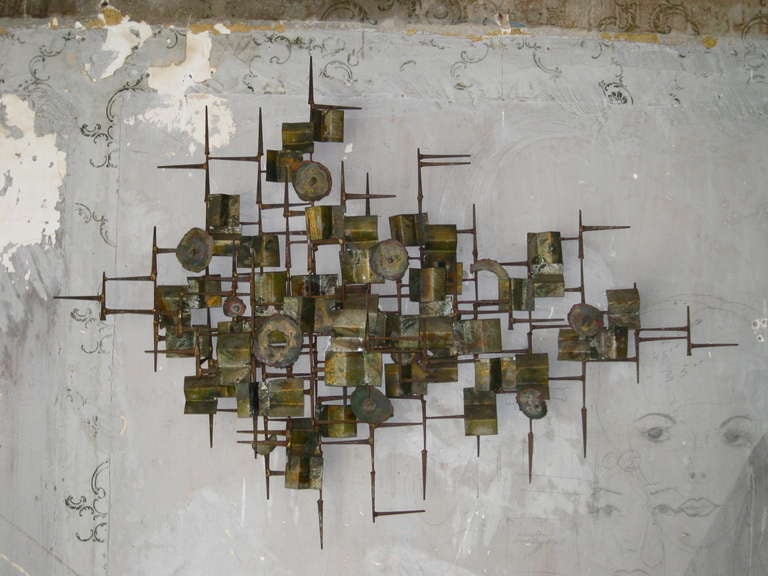 Mid-20th Century William Bowie Brutalist Metal Wall Sculpture For Sale