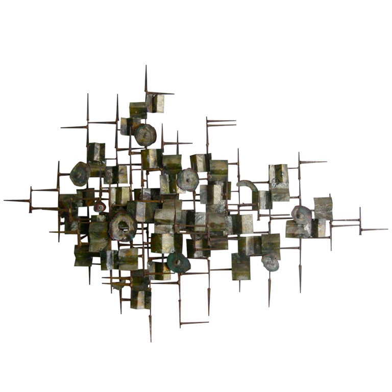 William Bowie Brutalist Metal Wall Sculpture For Sale