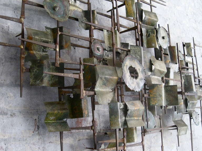 American William Bowie Brutalist Metal Wall Sculpture For Sale
