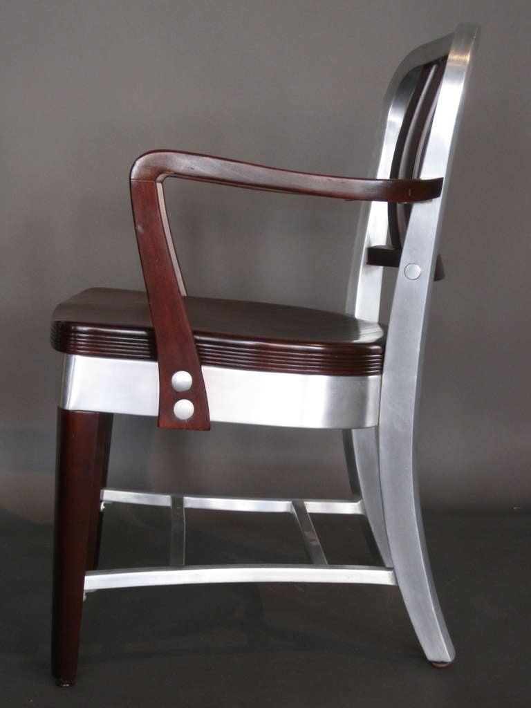 Shaw Walker Wood & Aluminum Armchair c.1950s 1